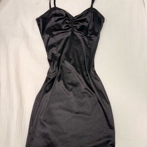 Elegant Black Satin Dress